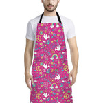Girly Peace Sign And Love Pattern Print Bib Apron With Pocket