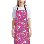 Girly Peace Sign And Love Pattern Print Bib Apron With Pocket