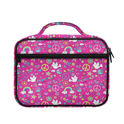 Girly Peace Sign And Love Pattern Print Briefcase Bible Bag