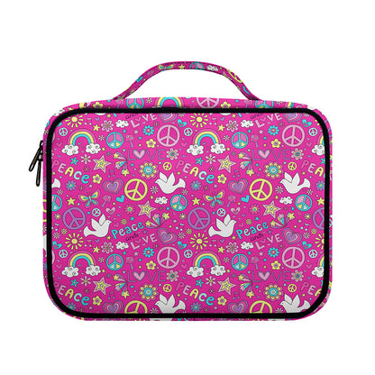 Girly Peace Sign And Love Pattern Print Briefcase Bible Bag