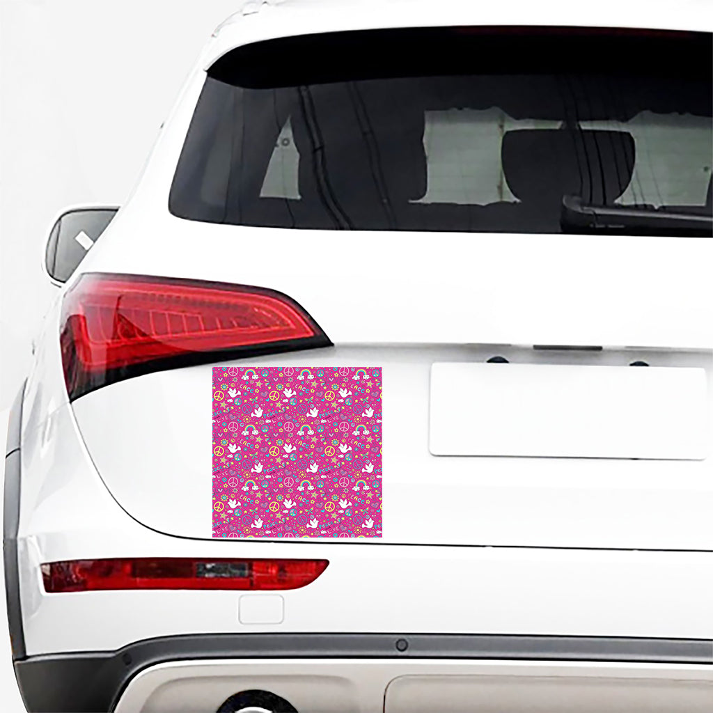 Girly Peace Sign And Love Pattern Print Car Sticker