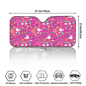 Girly Peace Sign And Love Pattern Print Car Windshield Sun Shade