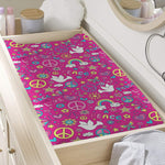 Girly Peace Sign And Love Pattern Print Changing Pad Cover