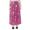 Girly Peace Sign And Love Pattern Print Chiffon Maxi Skirt