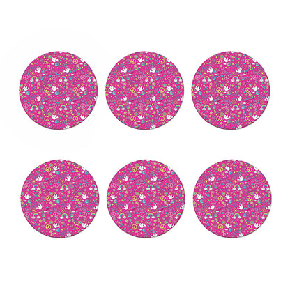 Girly Peace Sign And Love Pattern Print Coaster Set