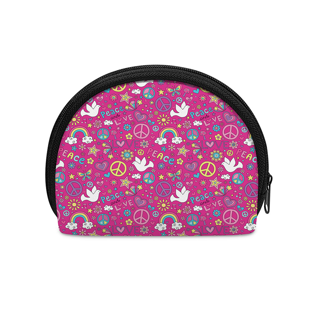 Girly Peace Sign And Love Pattern Print Coin Purse