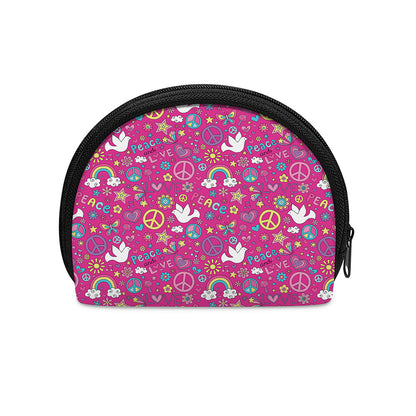 Girly Peace Sign And Love Pattern Print Coin Purse