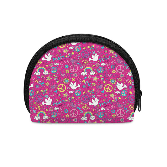 Girly Peace Sign And Love Pattern Print Coin Purse