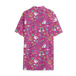 Girly Peace Sign And Love Pattern Print Cotton Hawaiian Shirt
