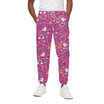 Girly Peace Sign And Love Pattern Print Cotton Pants