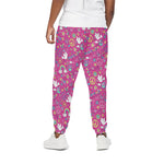 Girly Peace Sign And Love Pattern Print Cotton Pants
