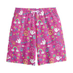 Girly Peace Sign And Love Pattern Print Cotton Shorts