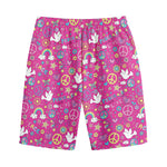 Girly Peace Sign And Love Pattern Print Cotton Shorts