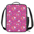 Girly Peace Sign And Love Pattern Print Crossbody Lunch Bag