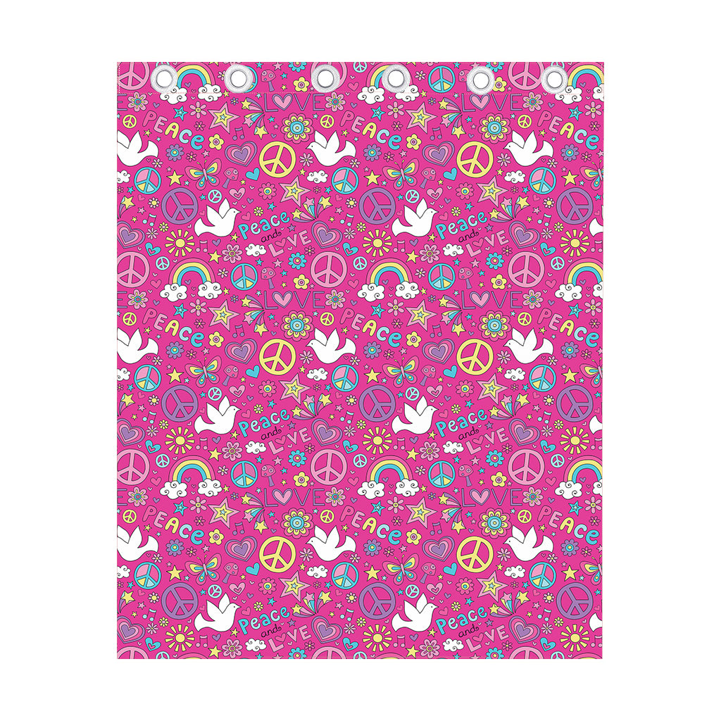 Girly Peace Sign And Love Pattern Print Curtain