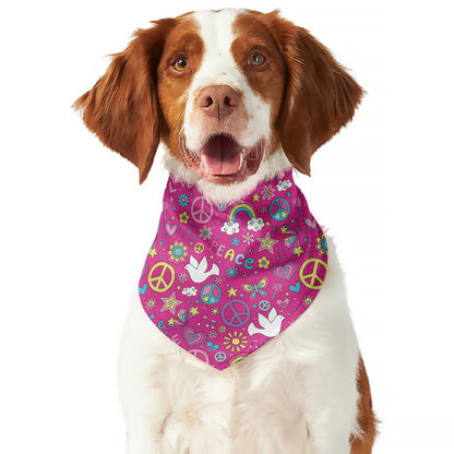 Girly Peace Sign And Love Pattern Print Dog Bandana
