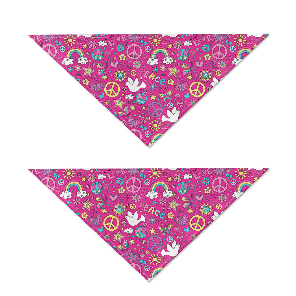 Girly Peace Sign And Love Pattern Print Dog Bandana