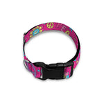 Girly Peace Sign And Love Pattern Print Dog Collar