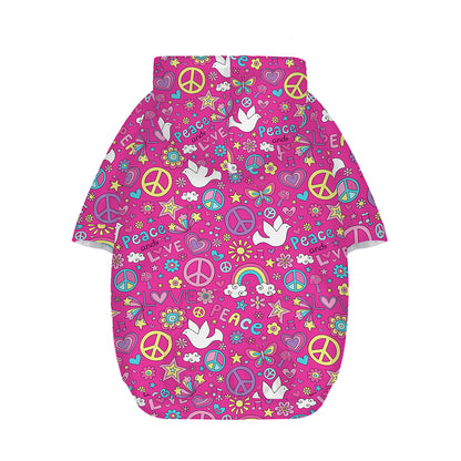 Girly Peace Sign And Love Pattern Print Dog Zip Up Hoodie