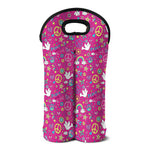 Girly Peace Sign And Love Pattern Print Double Neoprene Wine Tote