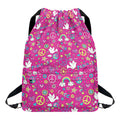 Girly Peace Sign And Love Pattern Print Drawstring Backpack