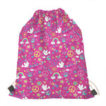 Girly Peace Sign And Love Pattern Print Drawstring Bag
