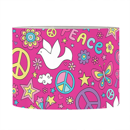 Girly Peace Sign And Love Pattern Print Drum Lamp Shade