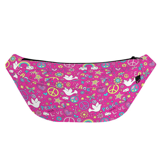Girly Peace Sign And Love Pattern Print Fanny Pack