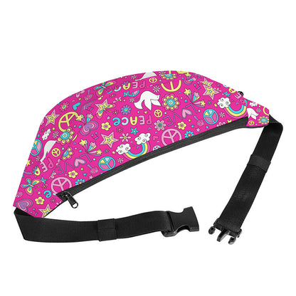 Girly Peace Sign And Love Pattern Print Fanny Pack