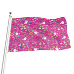 Girly Peace Sign And Love Pattern Print Flag