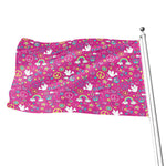 Girly Peace Sign And Love Pattern Print Flag