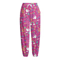 Girly Peace Sign And Love Pattern Print Fleece Lined Knit Pants