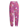 Girly Peace Sign And Love Pattern Print Fleece Lined Knit Pants