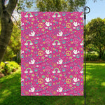 Girly Peace Sign And Love Pattern Print Garden Flag