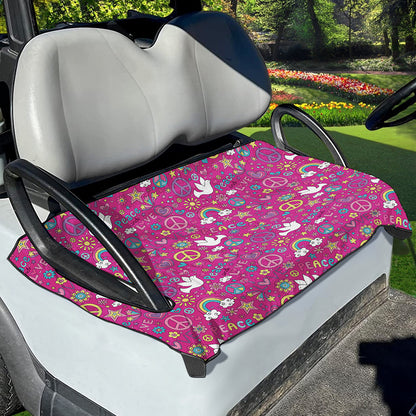 Girly Peace Sign And Love Pattern Print Golf Cart Seat Cover