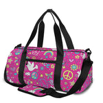 Girly Peace Sign And Love Pattern Print Gym Bag