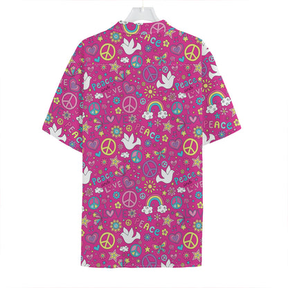 Girly Peace Sign And Love Pattern Print Hawaiian Shirt