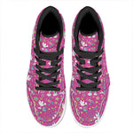 Girly Peace Sign And Love Pattern Print High Top Leather Sneakers