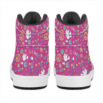 Girly Peace Sign And Love Pattern Print High Top Leather Sneakers