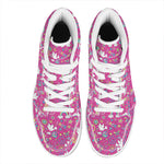 Girly Peace Sign And Love Pattern Print High Top Leather Sneakers