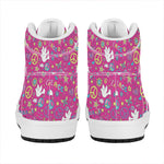 Girly Peace Sign And Love Pattern Print High Top Leather Sneakers
