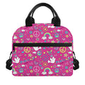 Girly Peace Sign And Love Pattern Print Insulated Lunch Bag