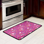 Girly Peace Sign And Love Pattern Print Kitchen Mat