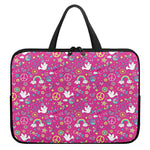 Girly Peace Sign And Love Pattern Print Laptop Sleeve With Handle