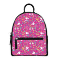 Girly Peace Sign And Love Pattern Print Leather Backpack
