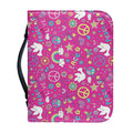 Girly Peace Sign And Love Pattern Print Leather Bible Cover
