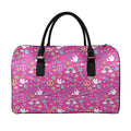 Girly Peace Sign And Love Pattern Print Leather Duffel Bag