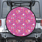 Girly Peace Sign And Love Pattern Print Leather Spare Tire Cover