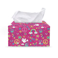 Girly Peace Sign And Love Pattern Print Leather Tissue Box Cover