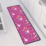 Girly Peace Sign And Love Pattern Print Long Kitchen Mat